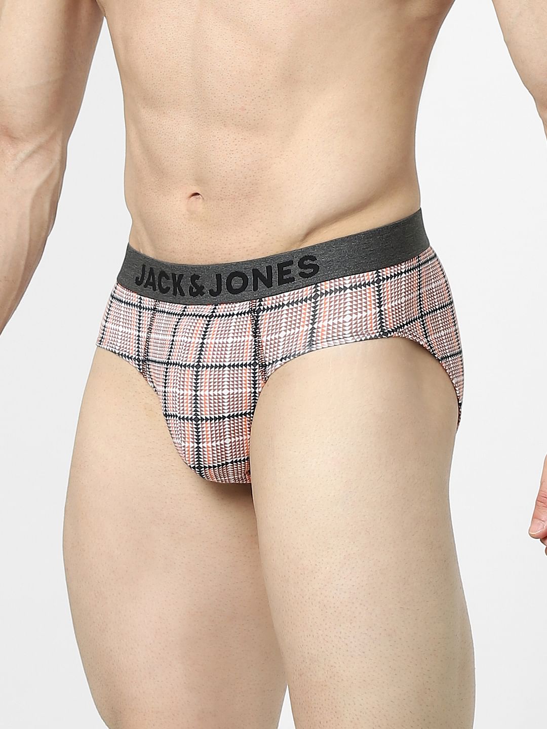 Black Check Print Briefs