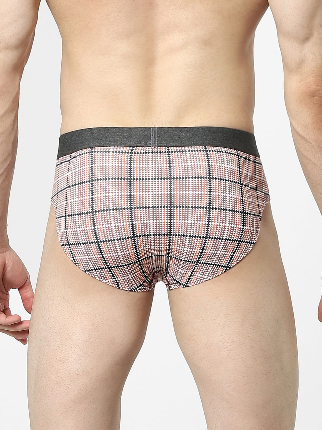 Black Check Print Briefs