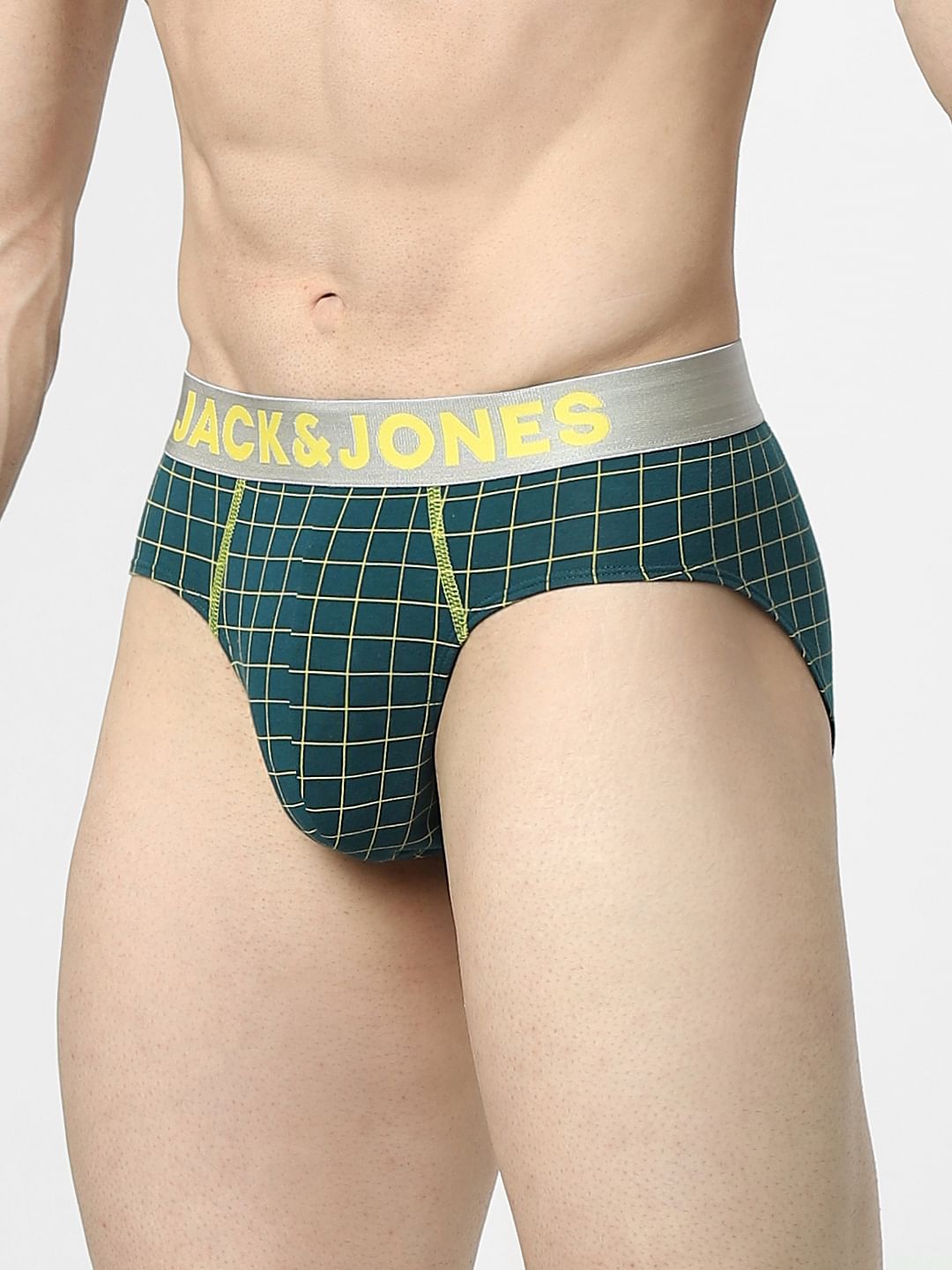 Teal Check Print Briefs