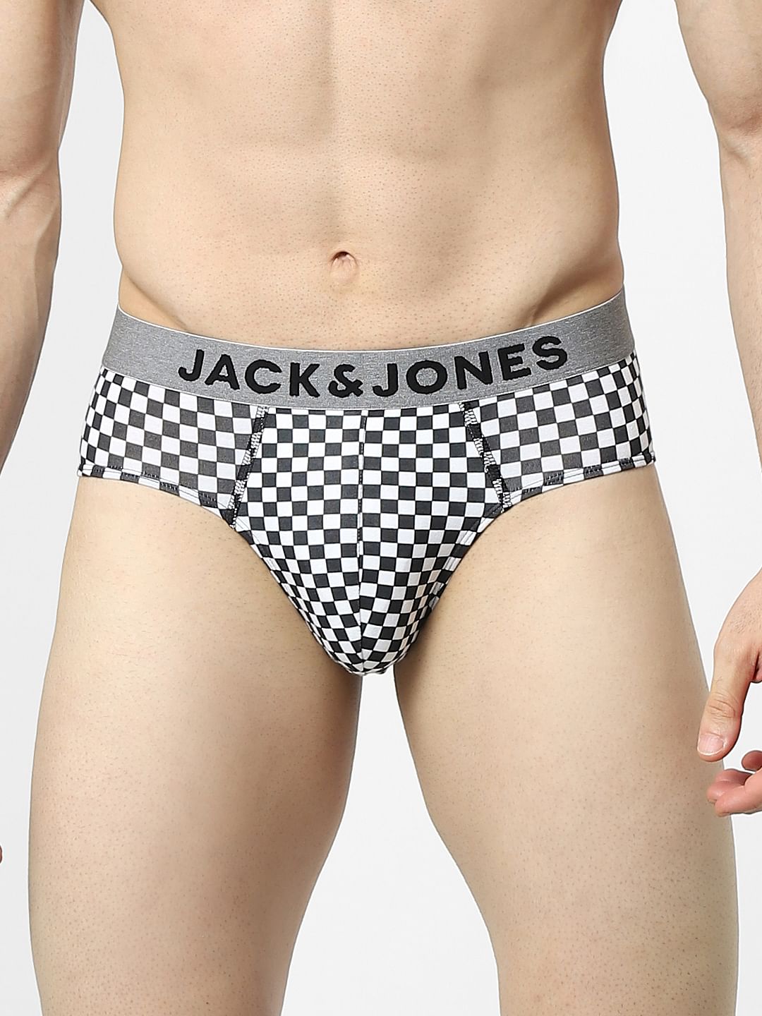 White Chess Board Print Briefs - S