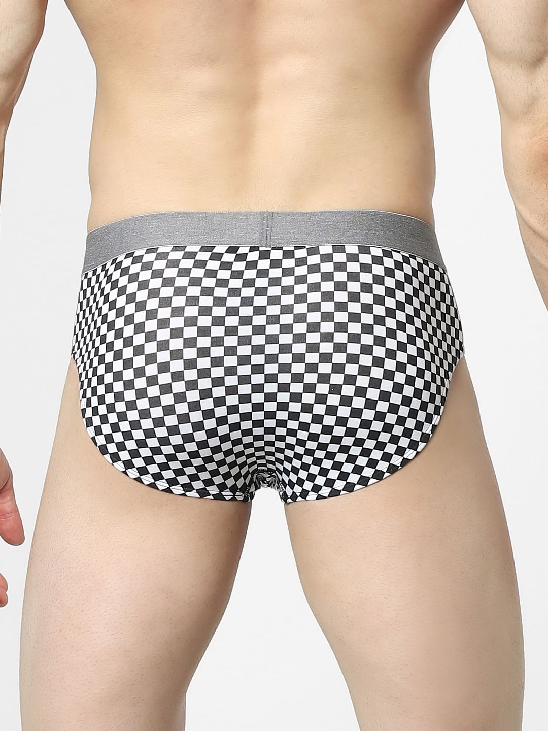 White Chess Board Print Briefs