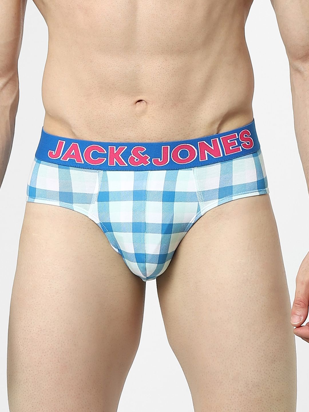 Blue Check Print Briefs