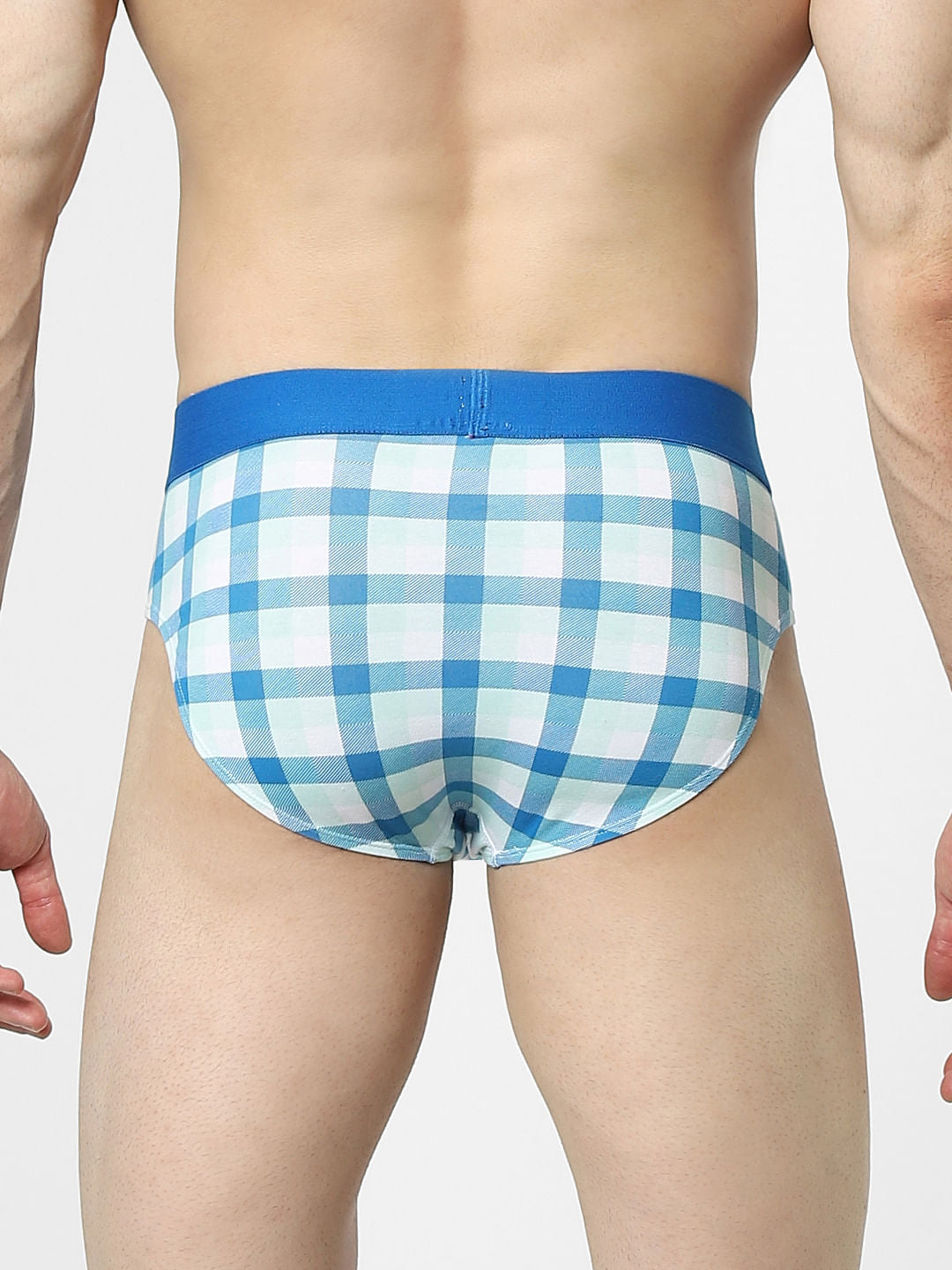 Blue Check Print Briefs