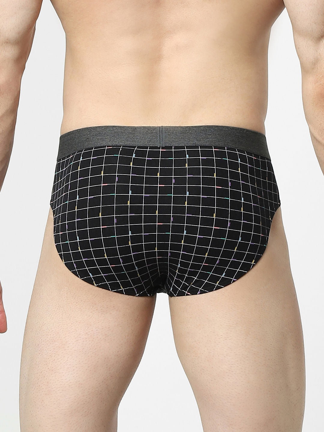 Black Check Print Briefs