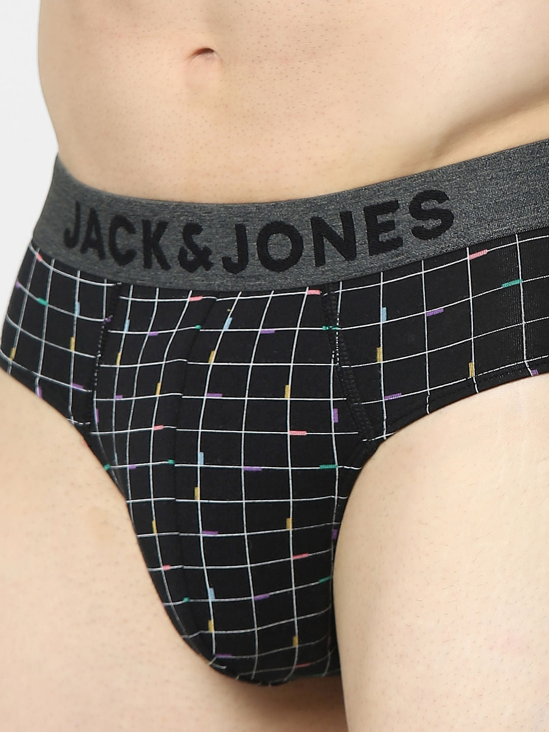 Black Check Print Briefs