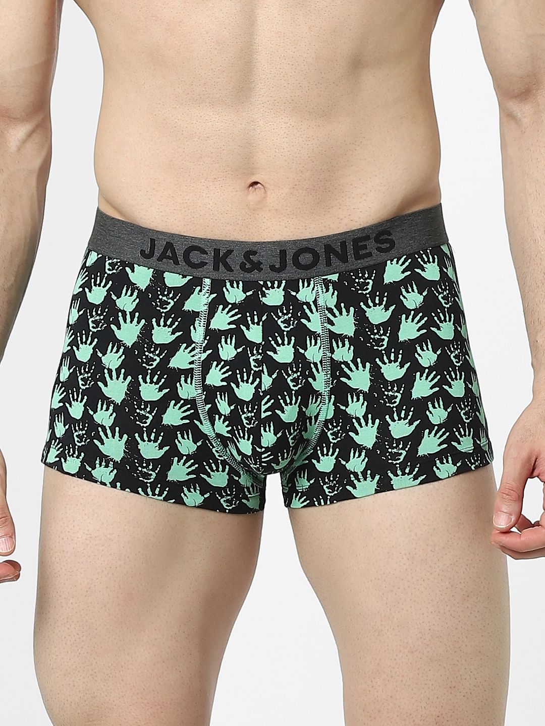 Black Printed Trunks - S