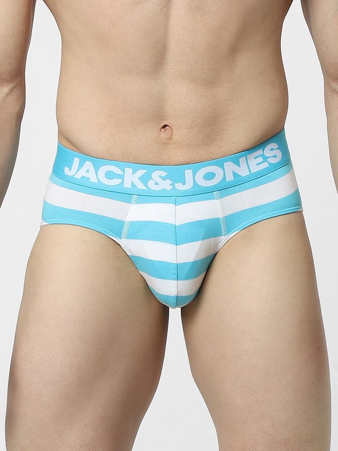 Light Blue Striped Briefs - S