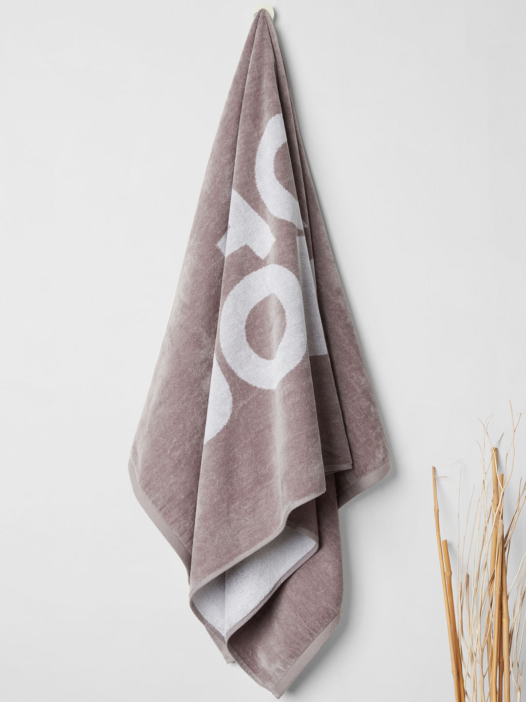 Grey Logo Print Towel