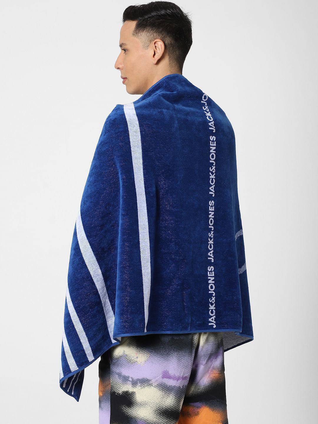 Dark Blue Logo Print Towel