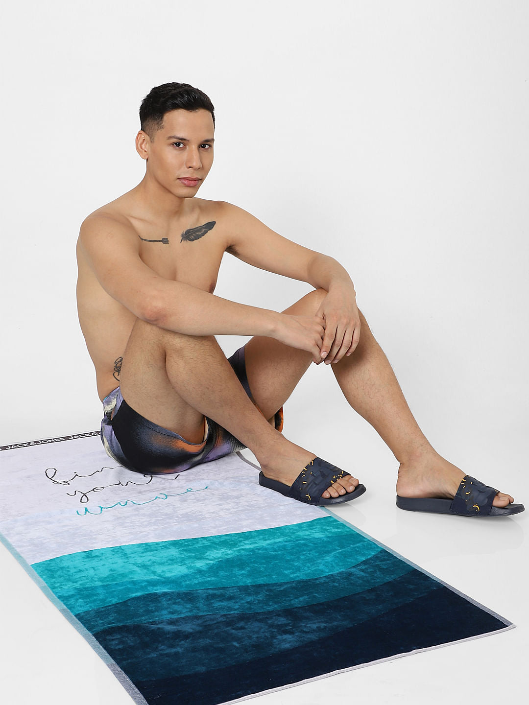 Turquoise Wave Print Towel