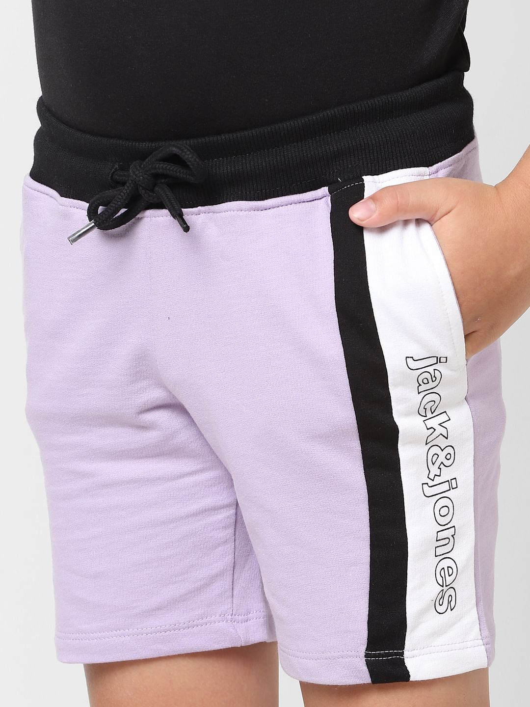 Boys Purple Colourblocked Shorts