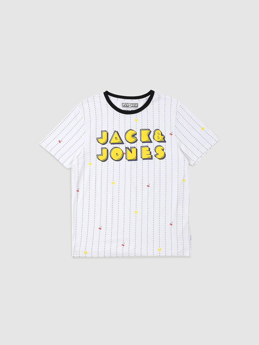 BOYS X PAC-MAN WHITE LOGO PRINT CREW NECK T-SHIRT - 4/5Y