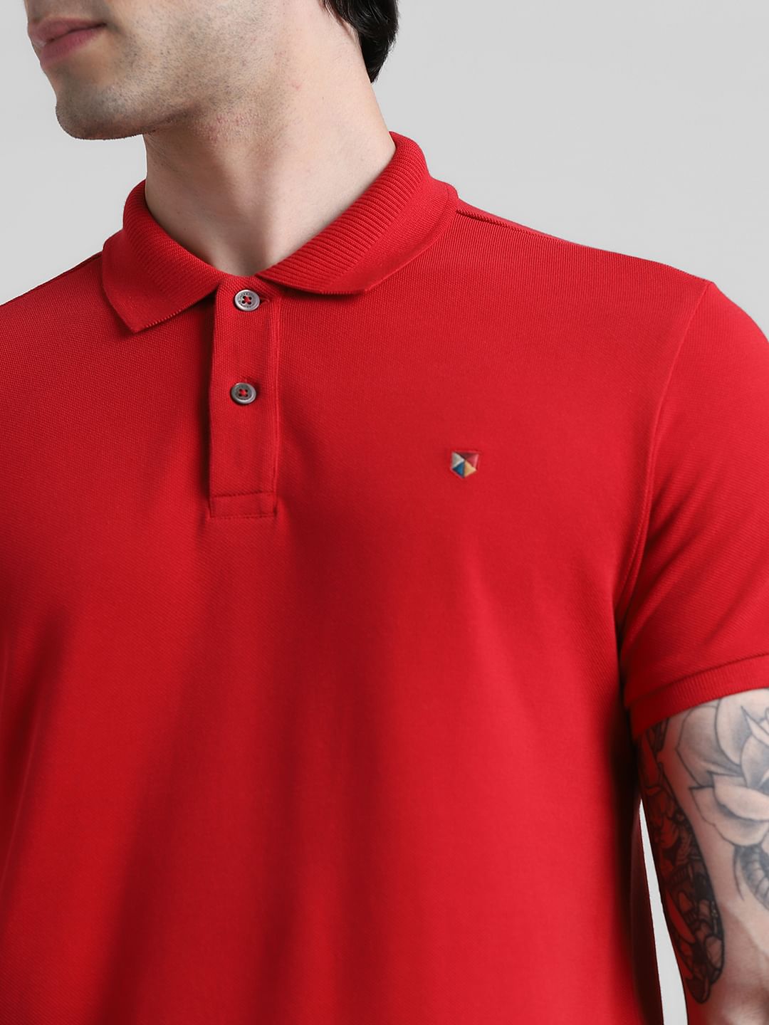 Red Knitted Polo T-shirt