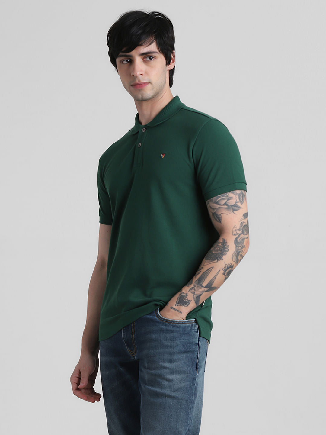 Dark Green Knitted Polo T-shirt