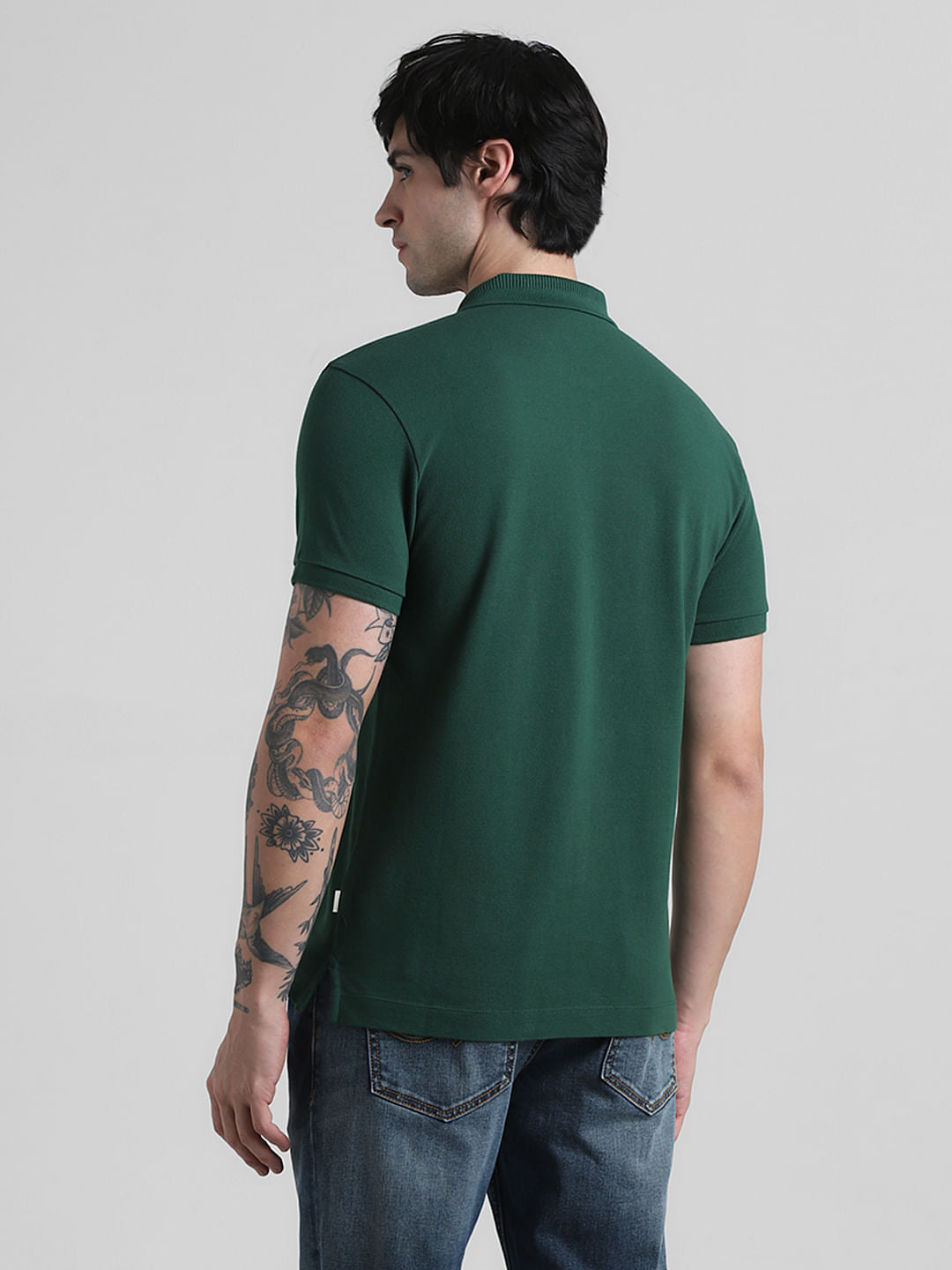 Dark Green Knitted Polo T-shirt