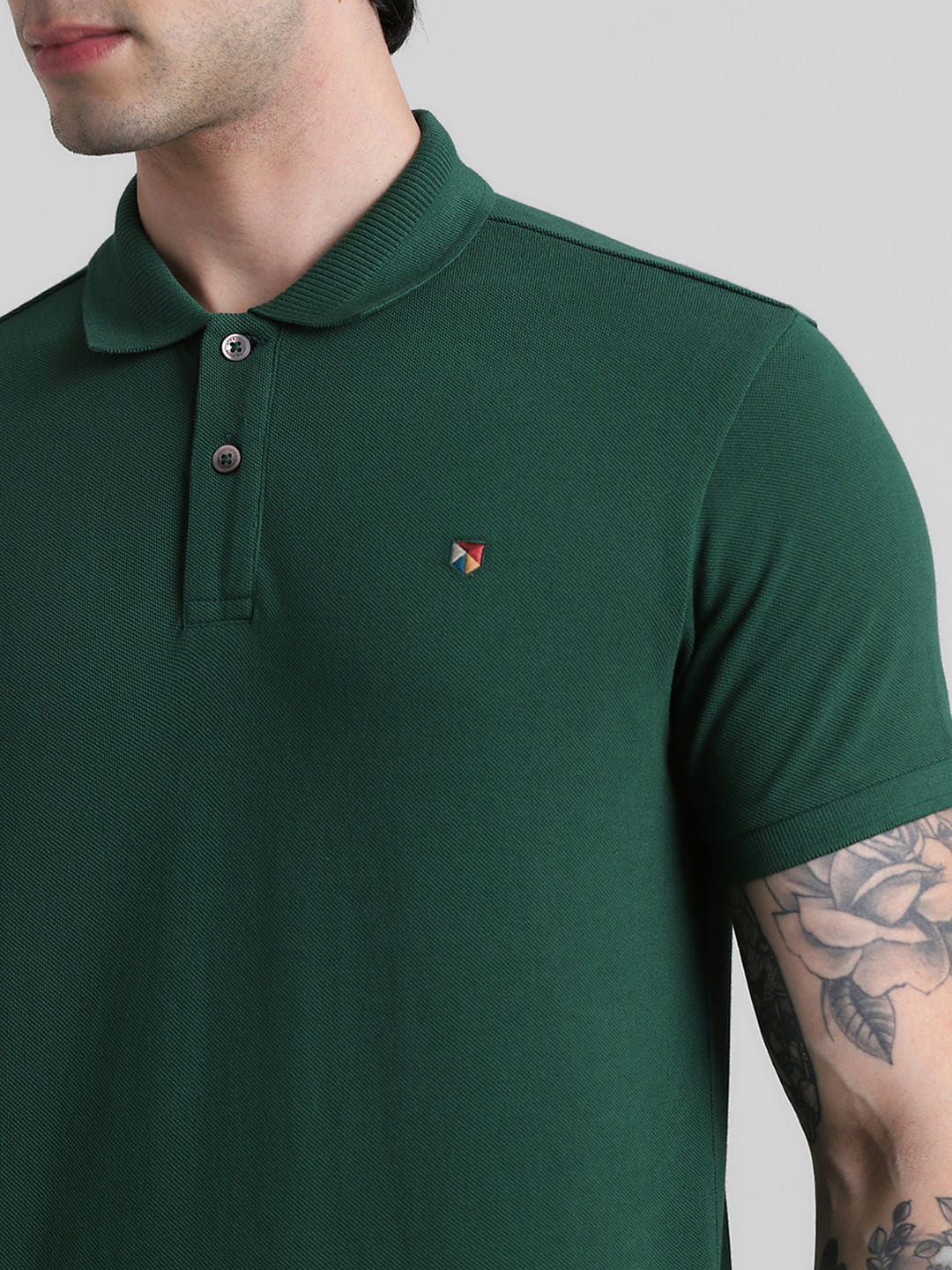 Dark Green Knitted Polo T-shirt