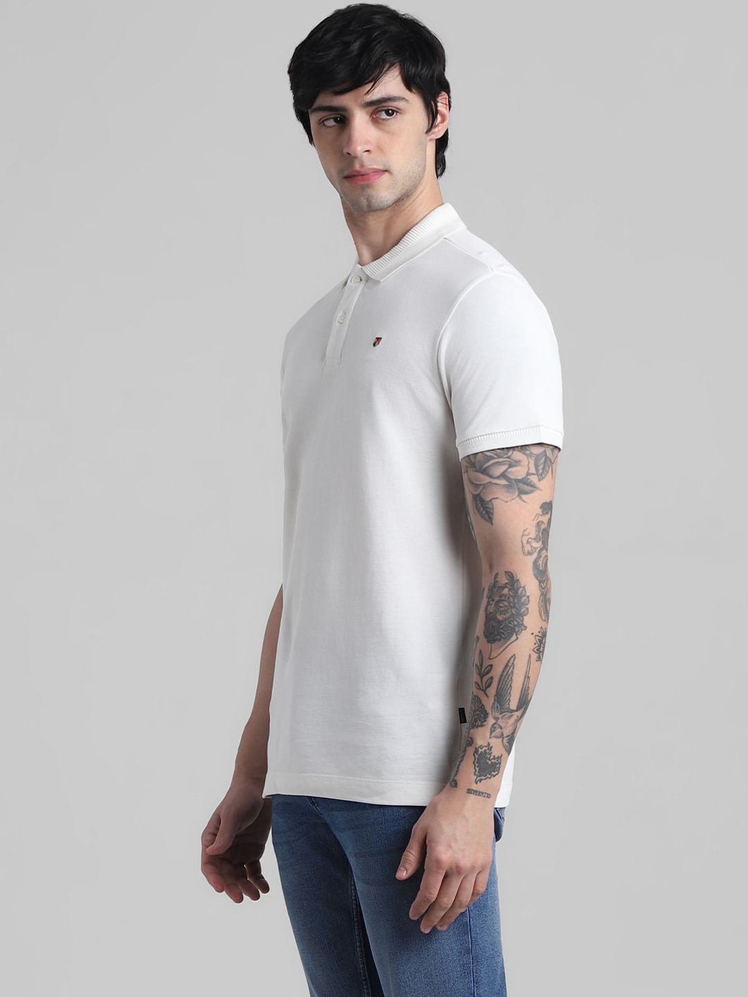 White Knitted Polo T-shirt