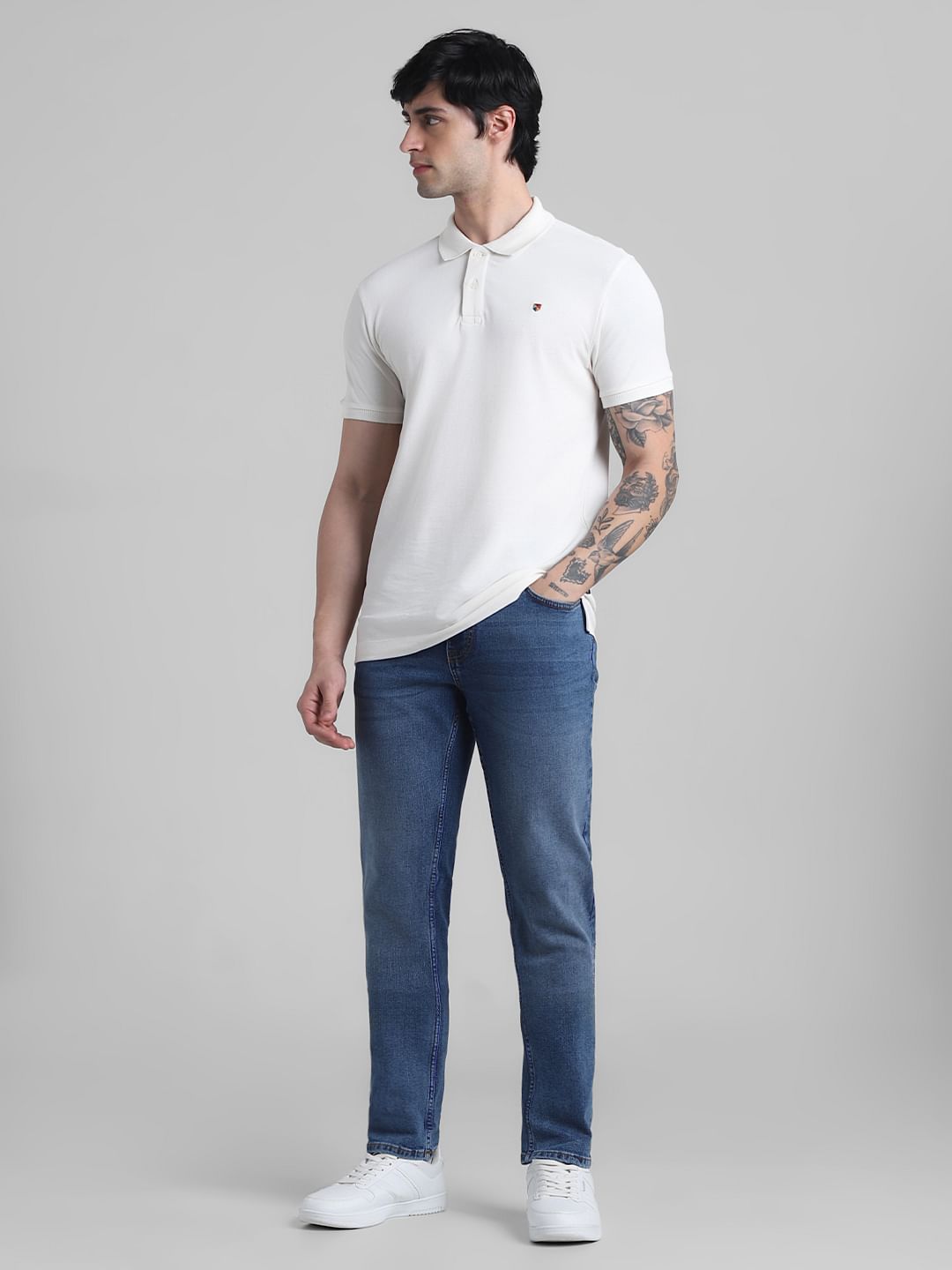 White Knitted Polo T-shirt