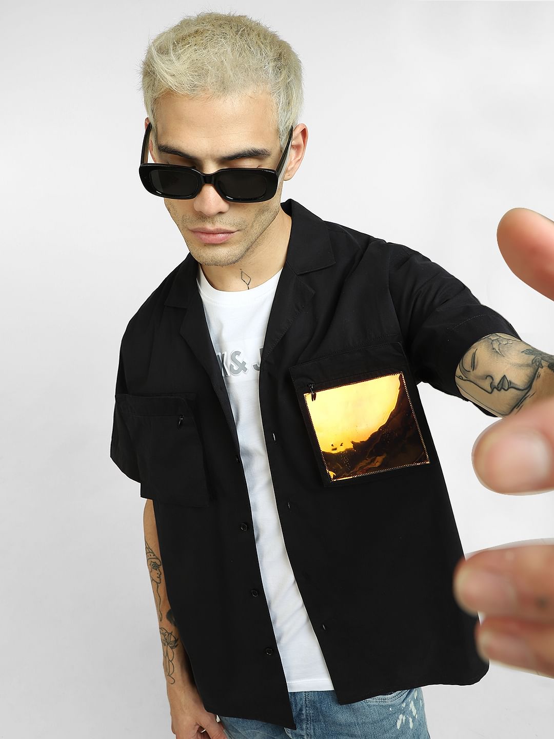 Green Oversized Half Sleeves Shirt - S