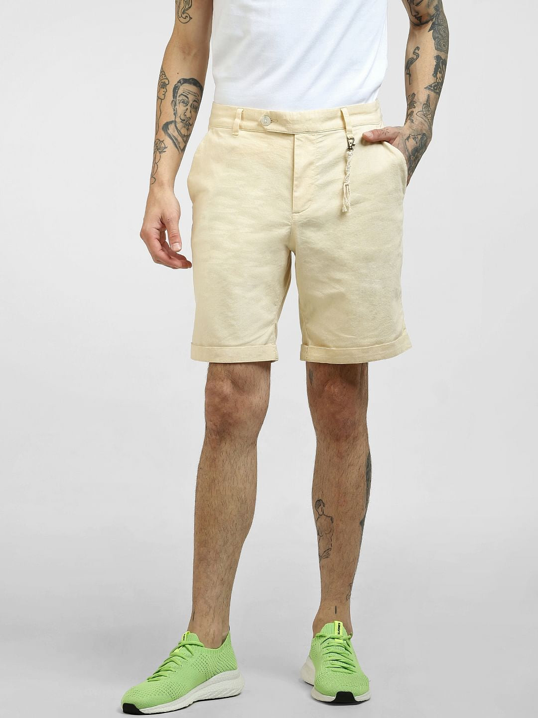 Yellow Linen Shorts