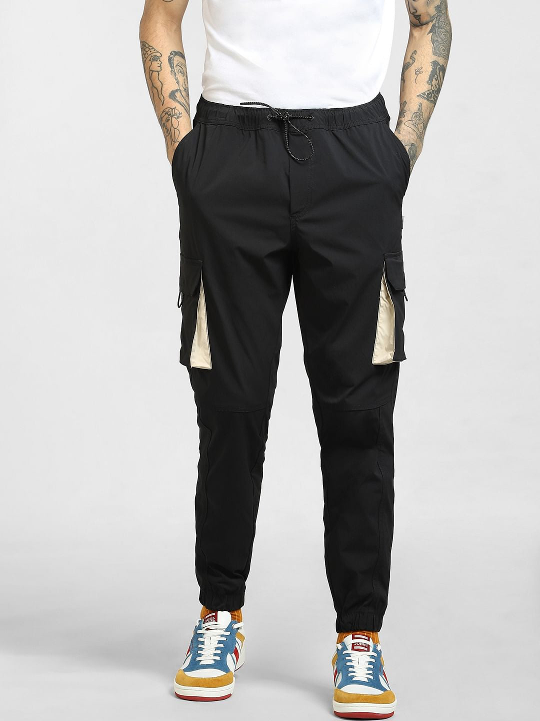 Black Mid Rise Drawstring Pants