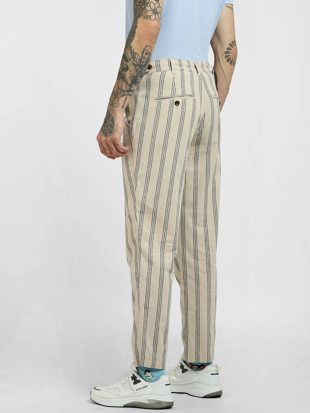 Beige  Striped Pants