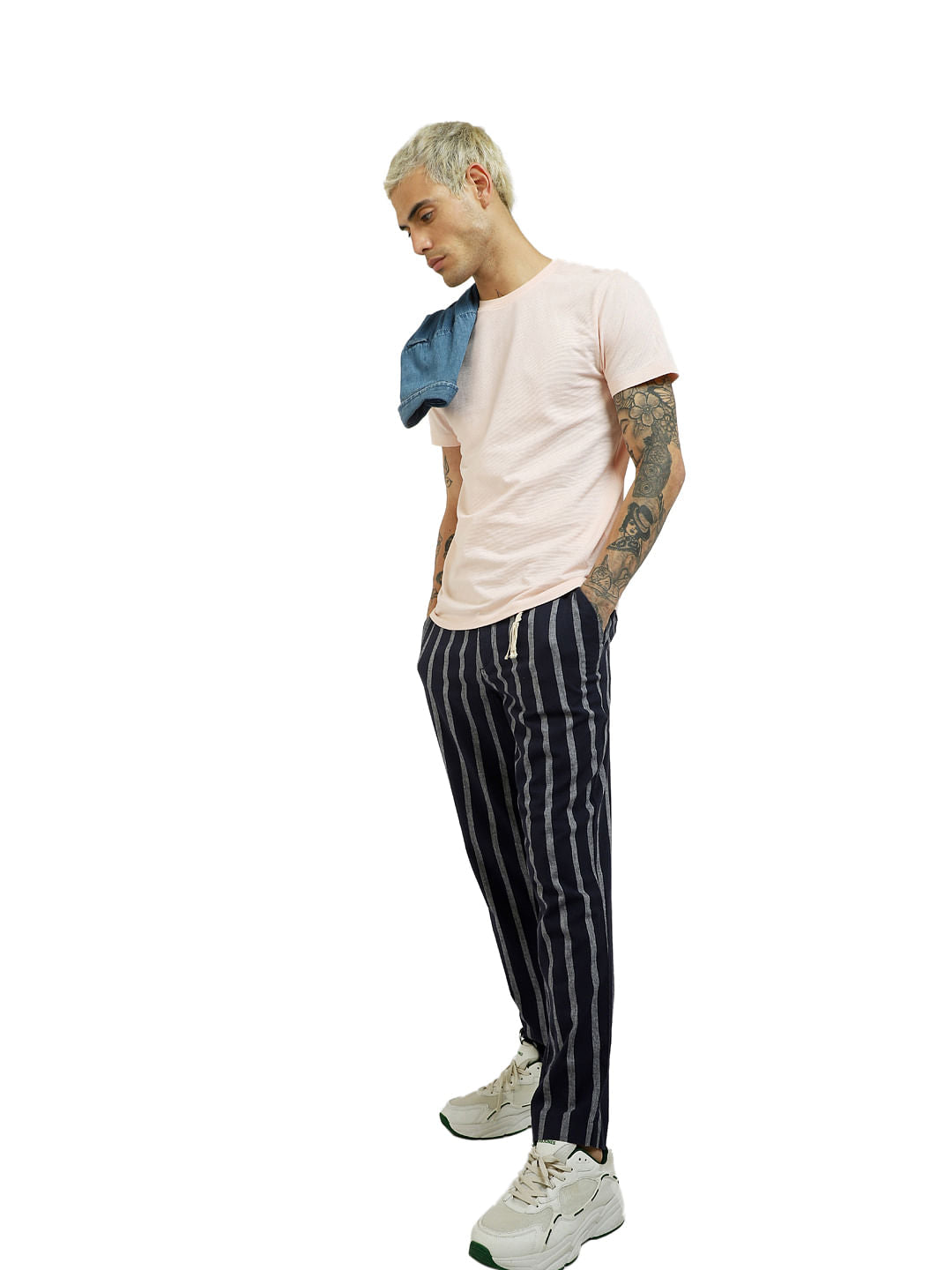 Beige  Striped Pants