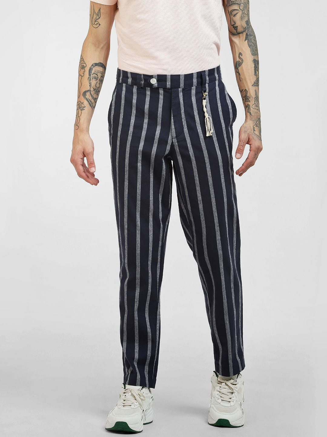 Beige  Striped Pants