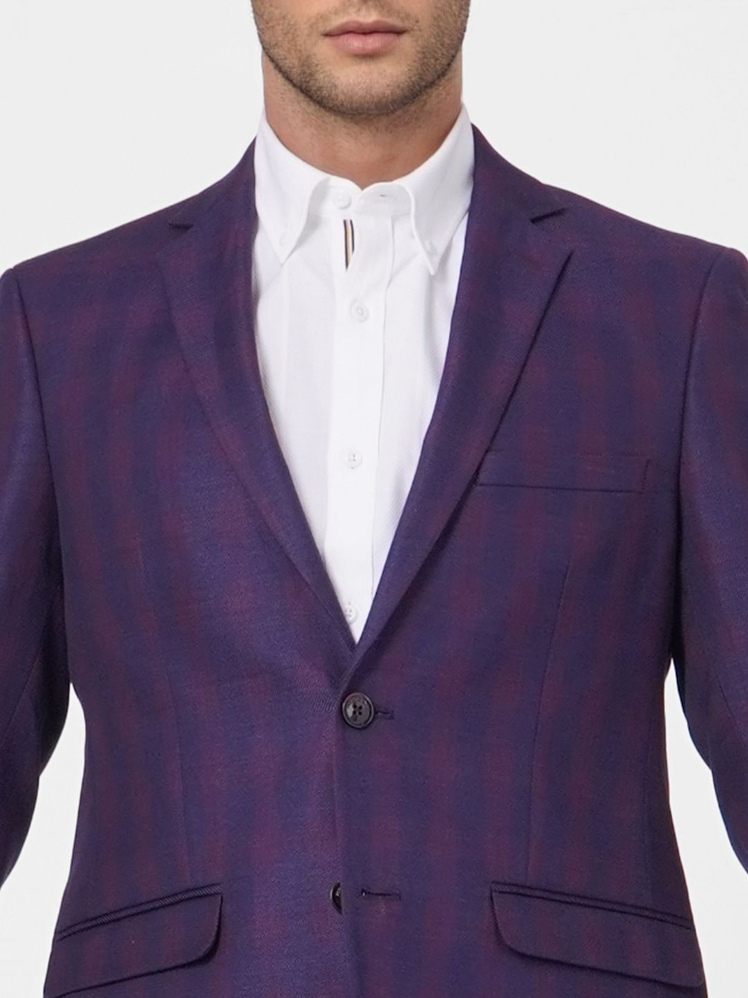 Purple Check Linen Blazer