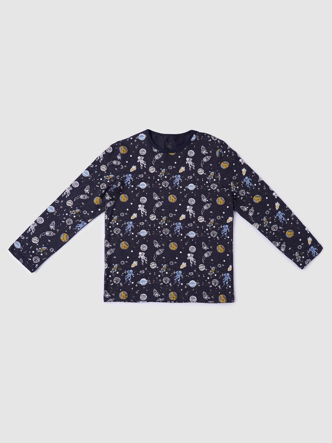 Boys Black Graphic Print T-shirt & Pyjama Night Suit Set