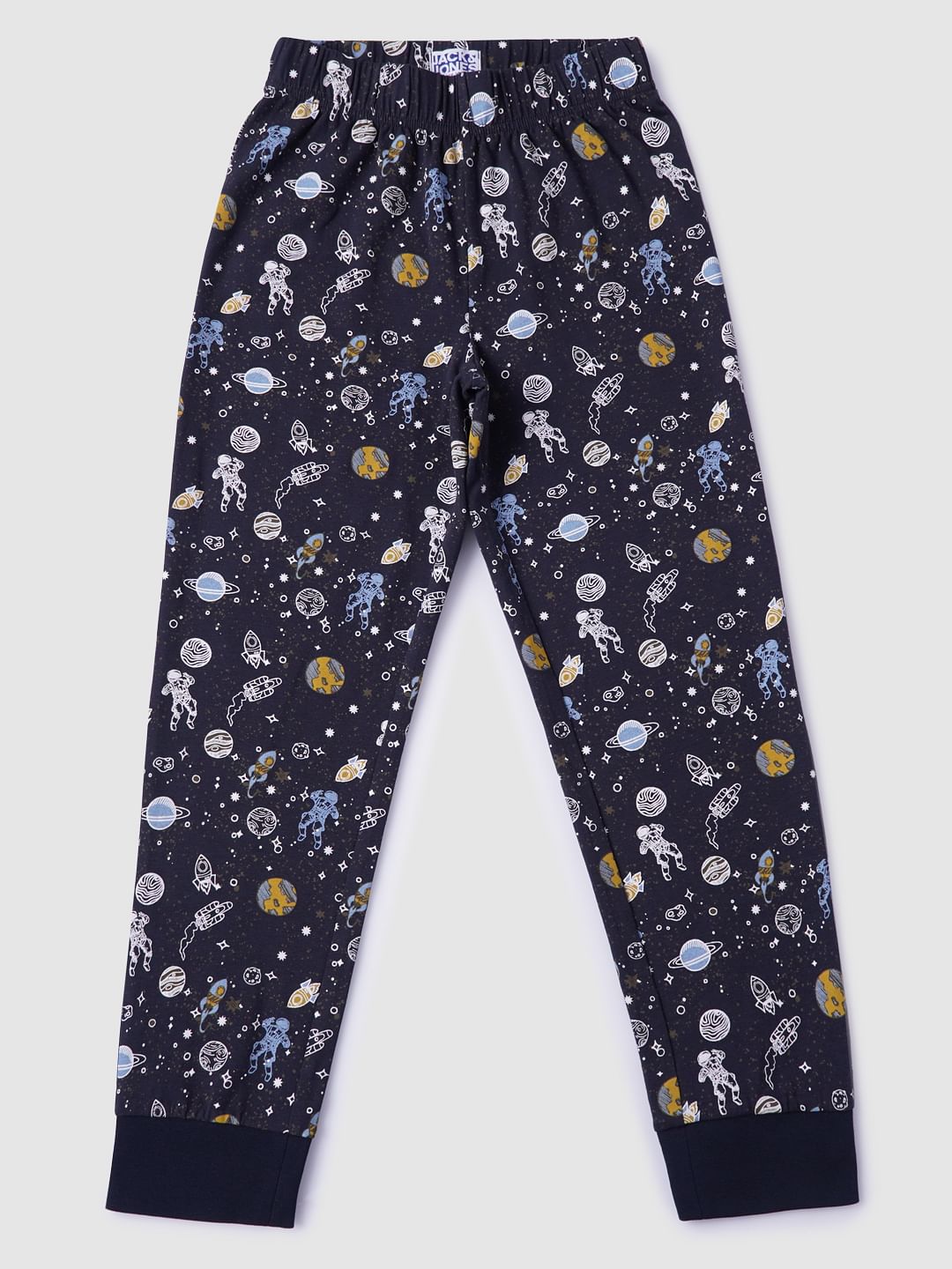 Boys Black Graphic Print T-shirt & Pyjama Night Suit Set