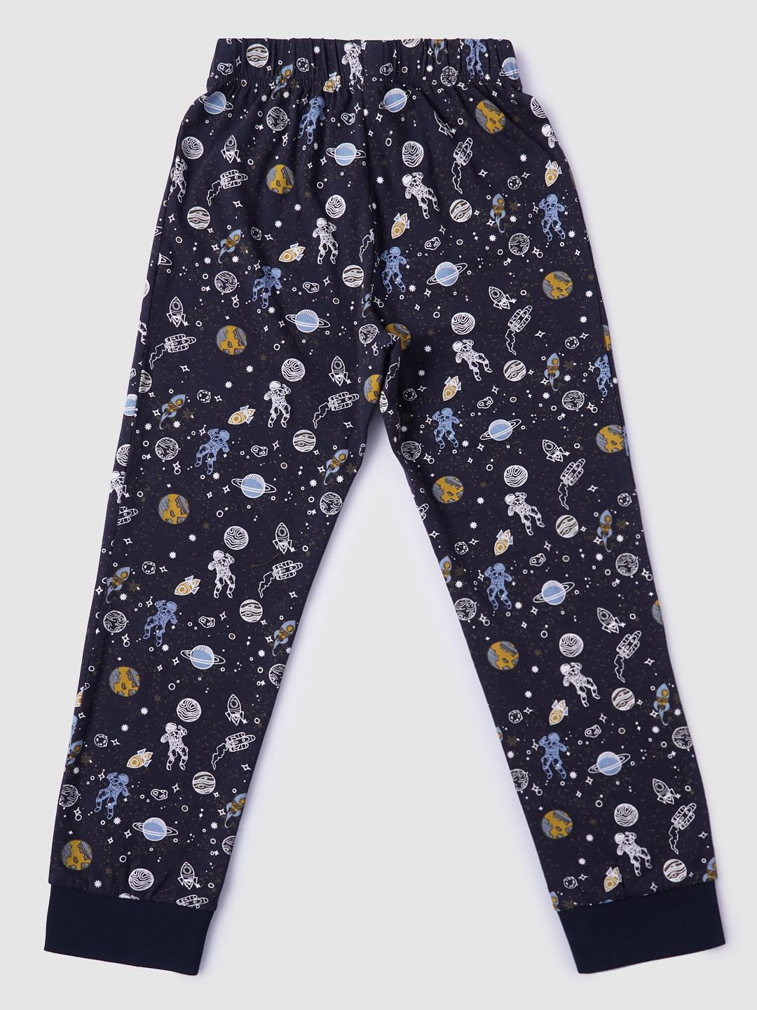 Boys Black Graphic Print T-shirt & Pyjama Night Suit Set