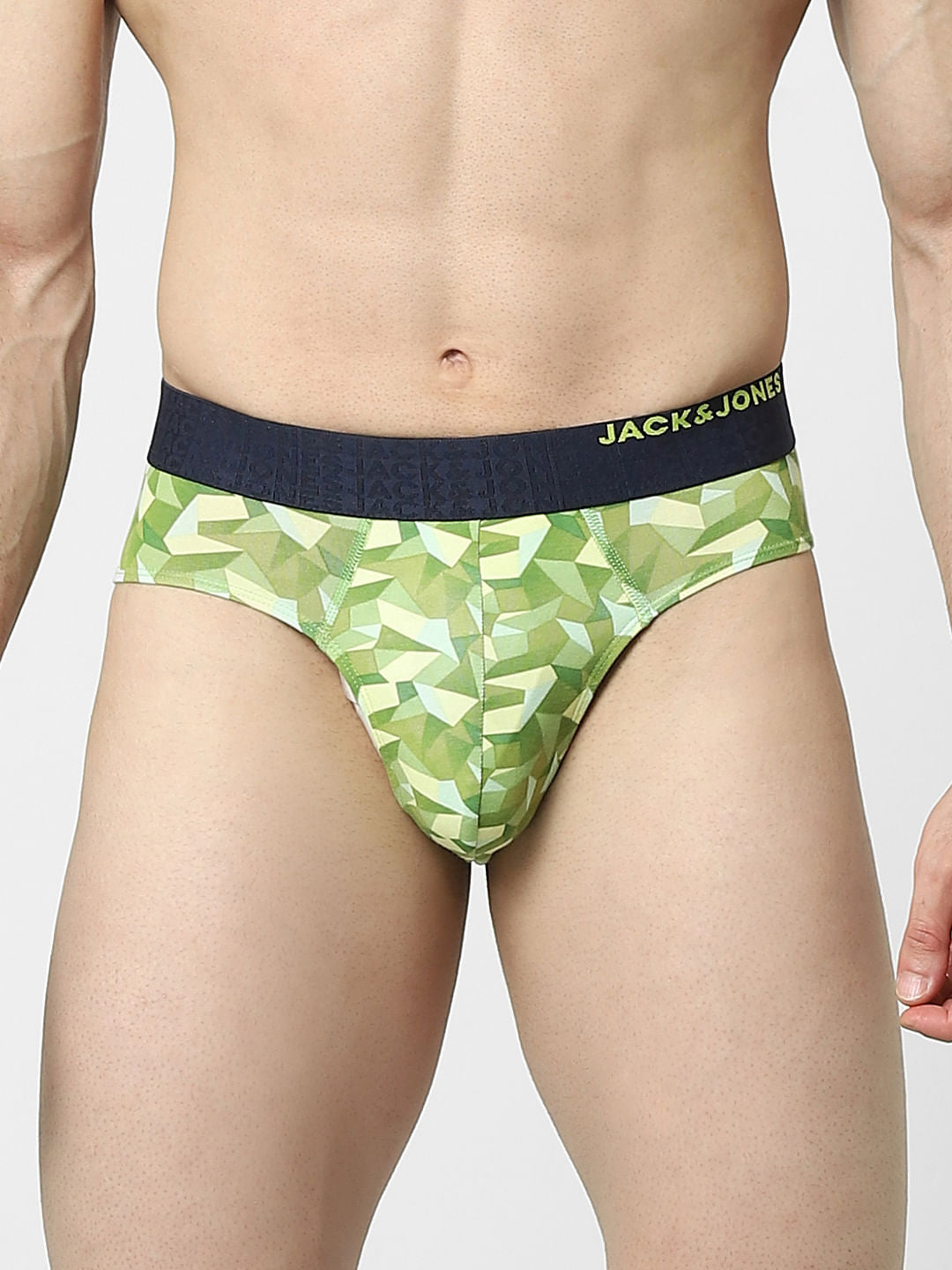 Green Abstract Print Briefs - S