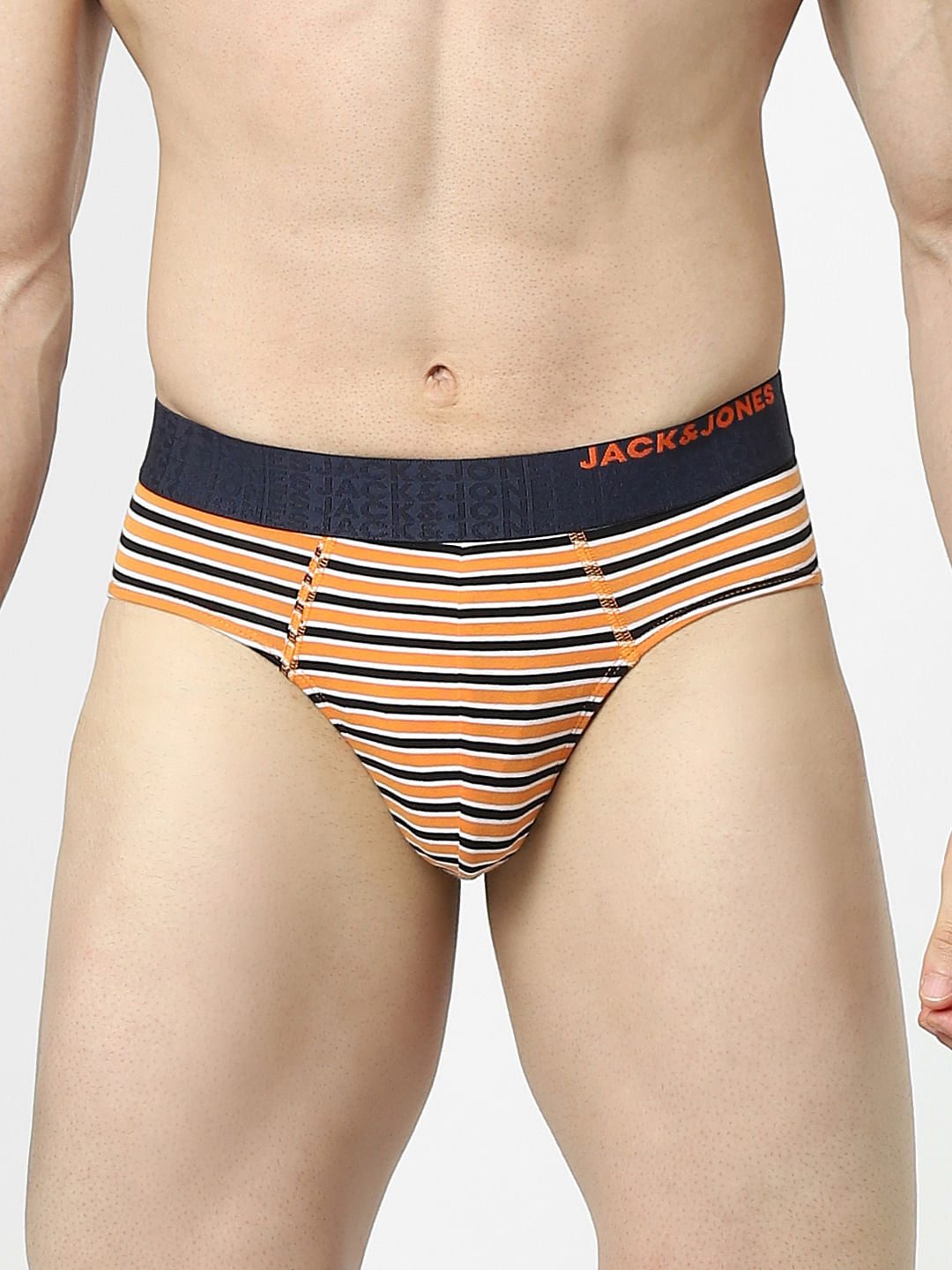 Pack Of 2 Green & Orange Striped Briefs