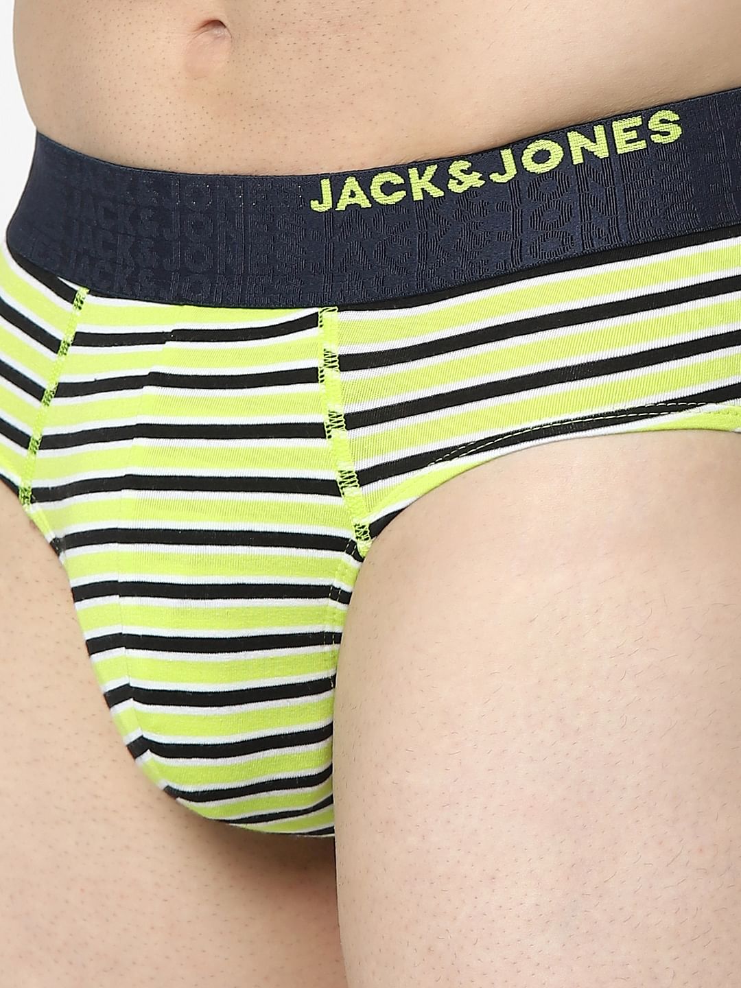 Pack Of 2 Green & Orange Striped Briefs