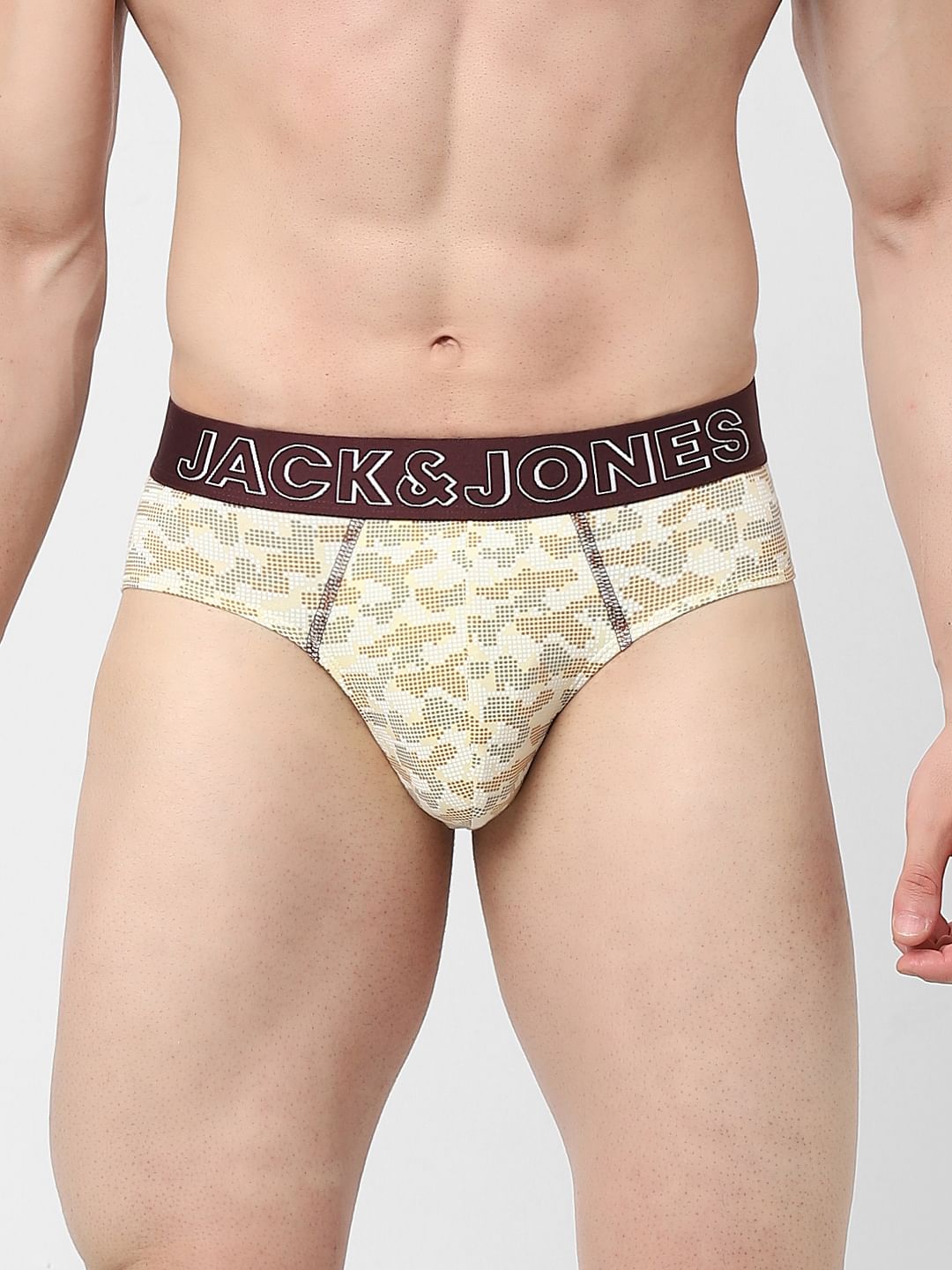 Beige Printed Briefs - S