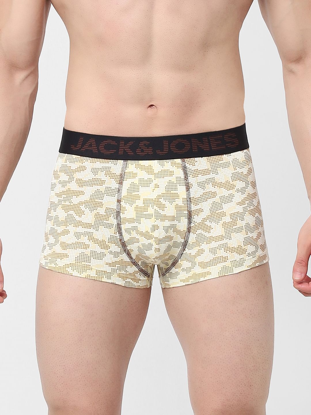 Beige Printed Trunks