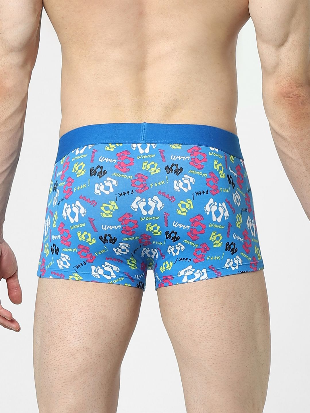 Blue Graphic Print Trunks