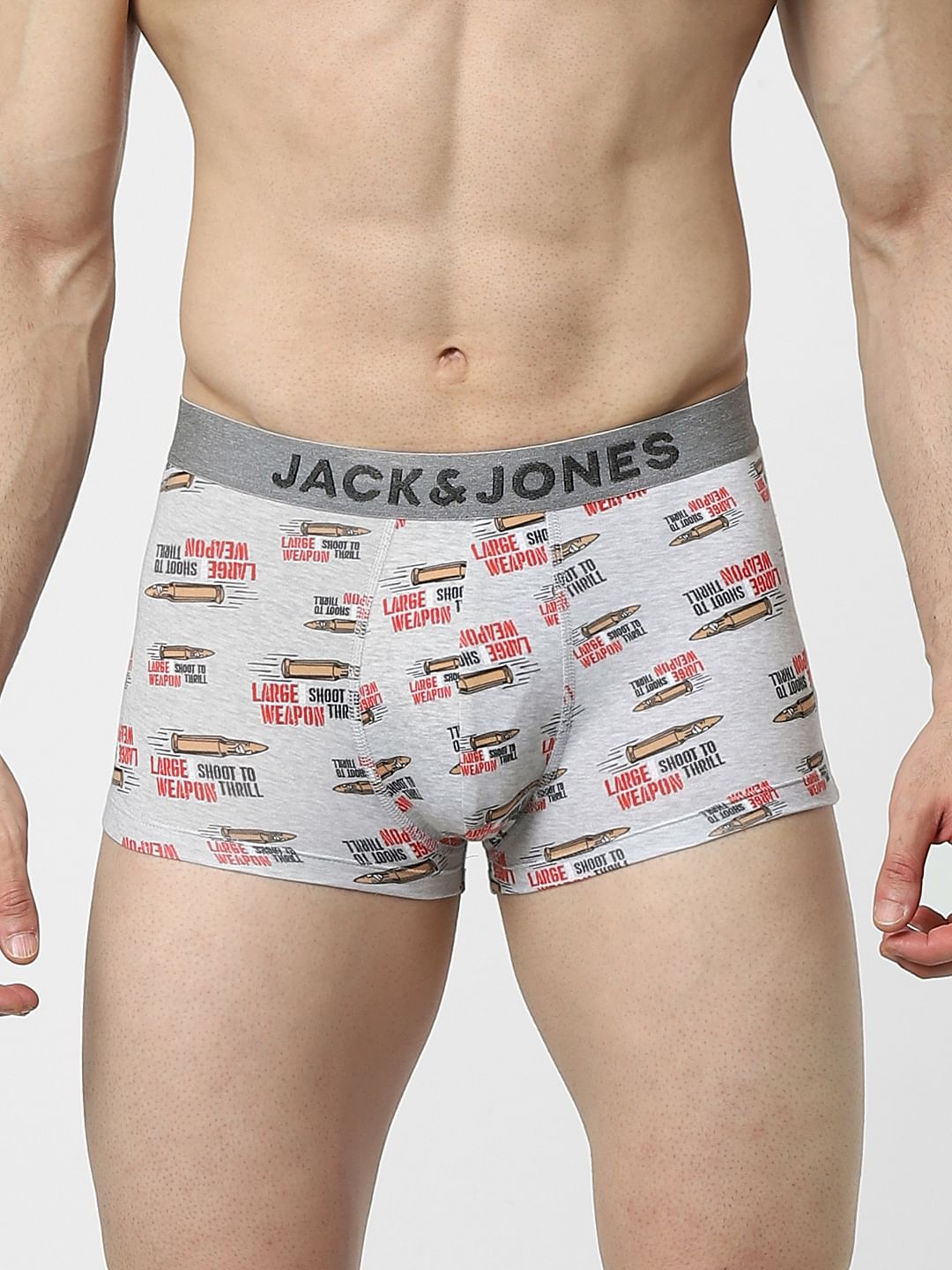Grey Graphic Print Trunks - S