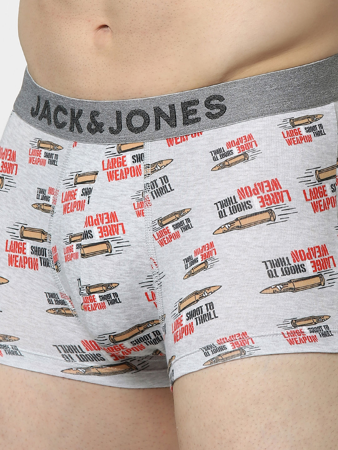 Grey Graphic Print Trunks