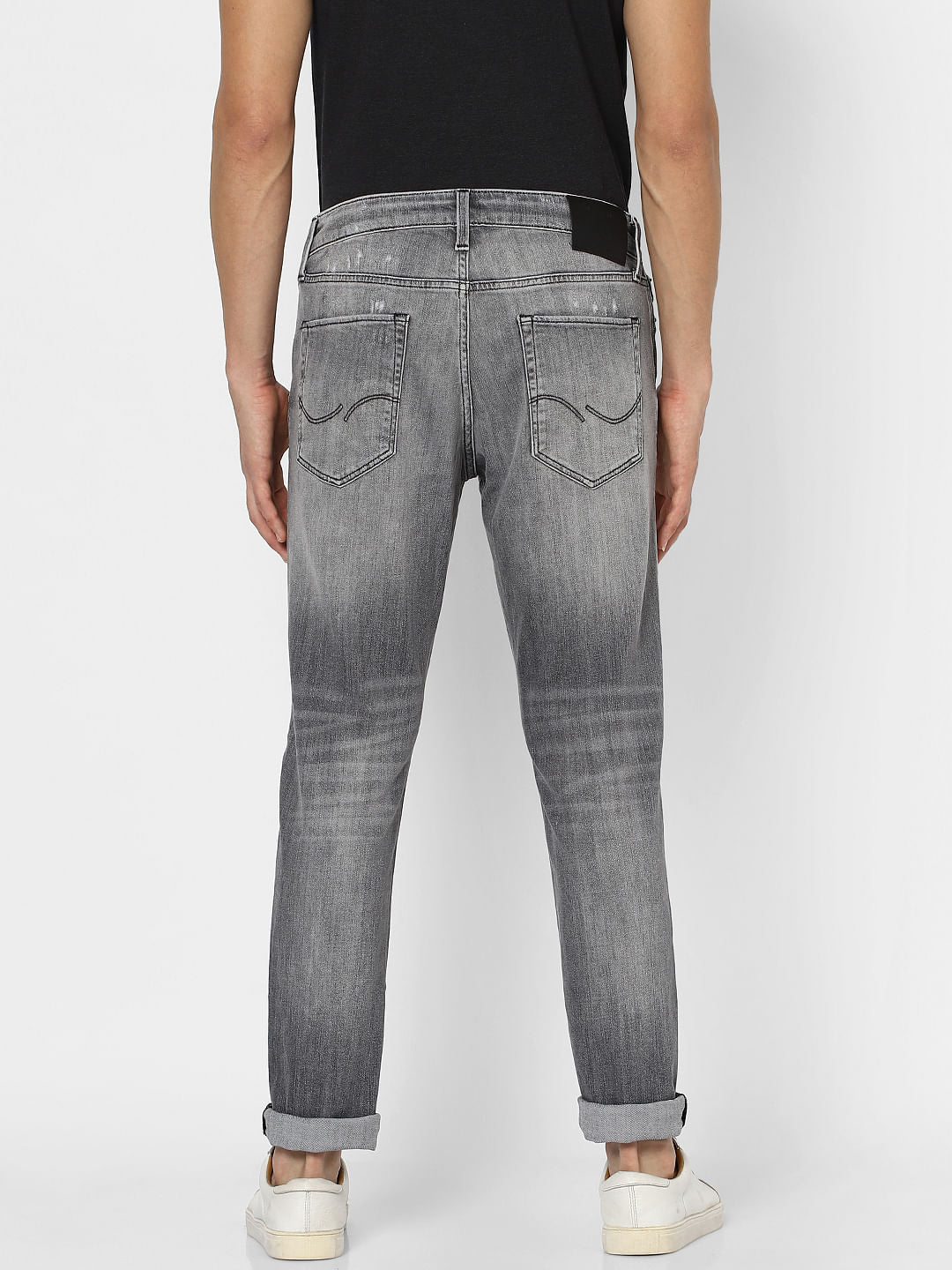Grey Low Rise Glenn Slim Fit Torn Jeans