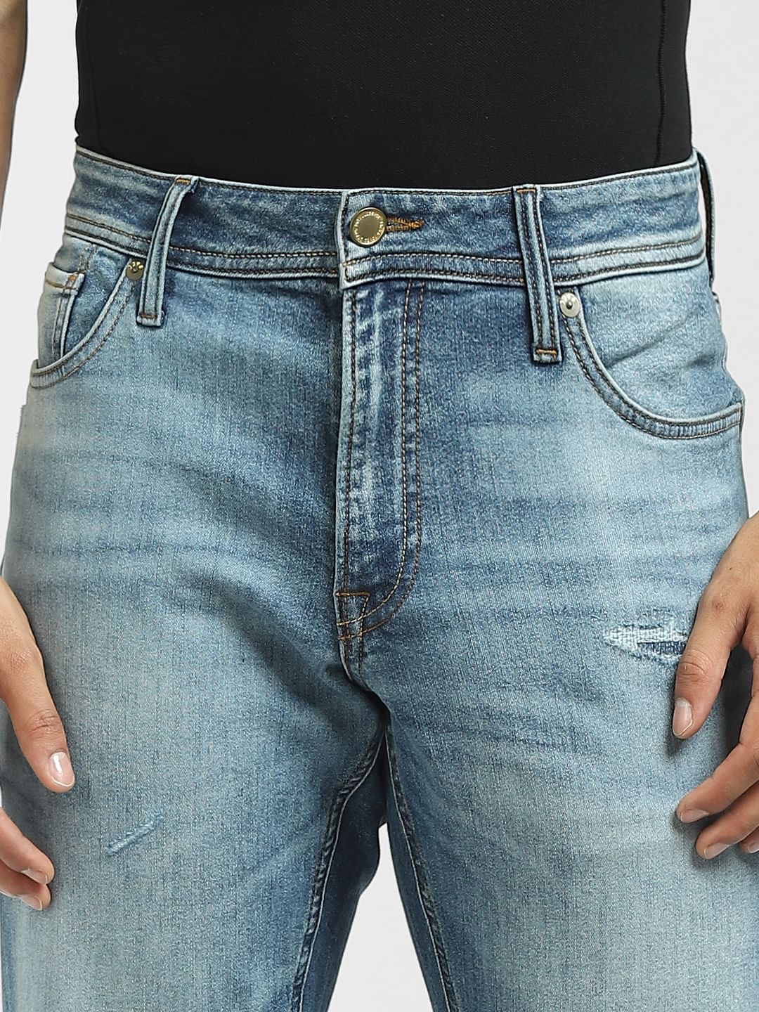 Blue Mid Rise Clark Regular Jeans