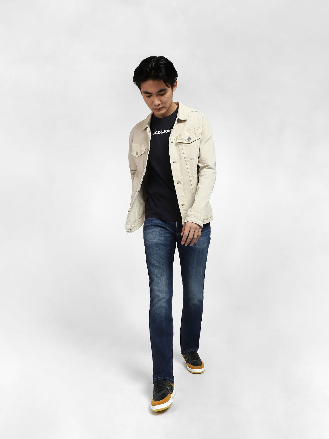 Dark Blue Mid Rise Clark Regular Fit Jeans
