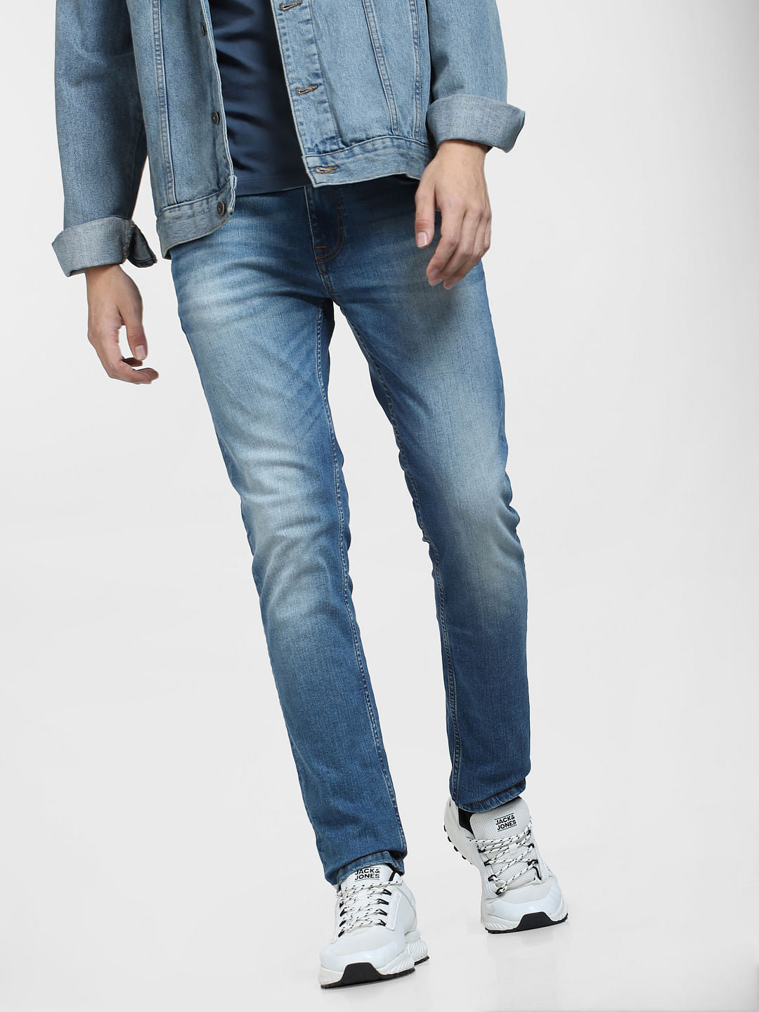 Blue Low Rise Washed Ben Skinny Jeans