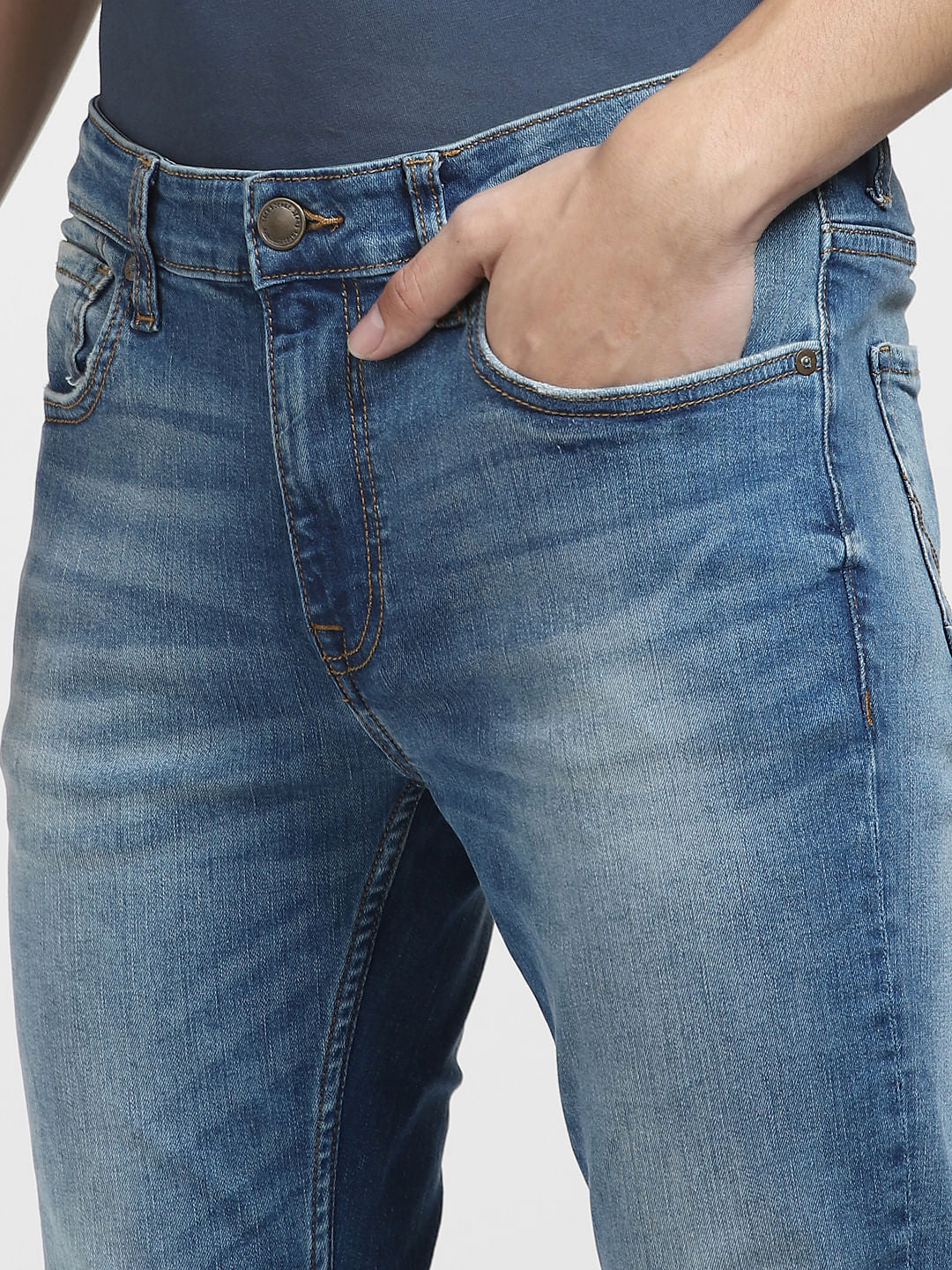 Blue Low Rise Washed Ben Skinny Jeans