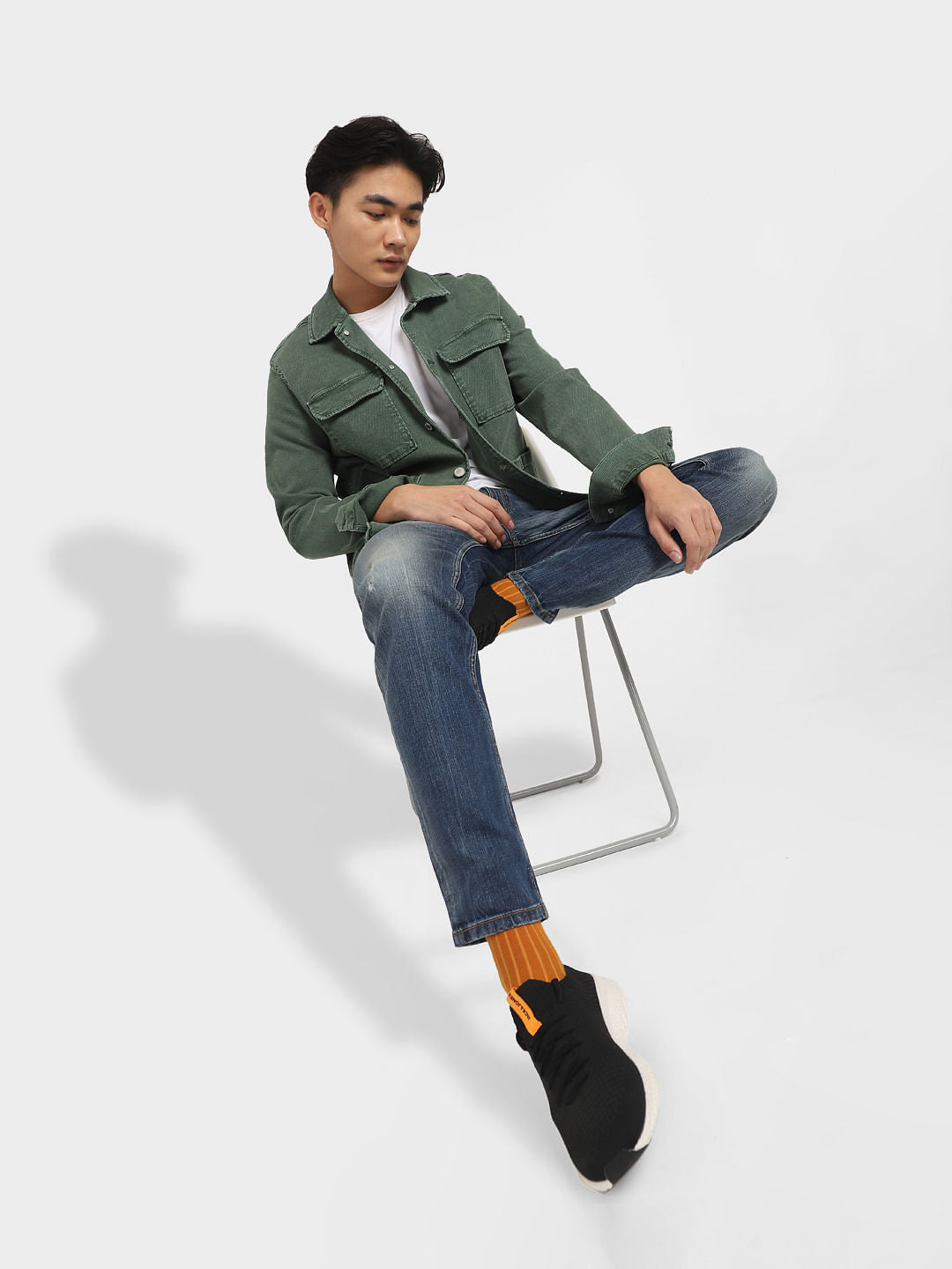 Blue Low Rise Distressed Glenn Slim Jeans