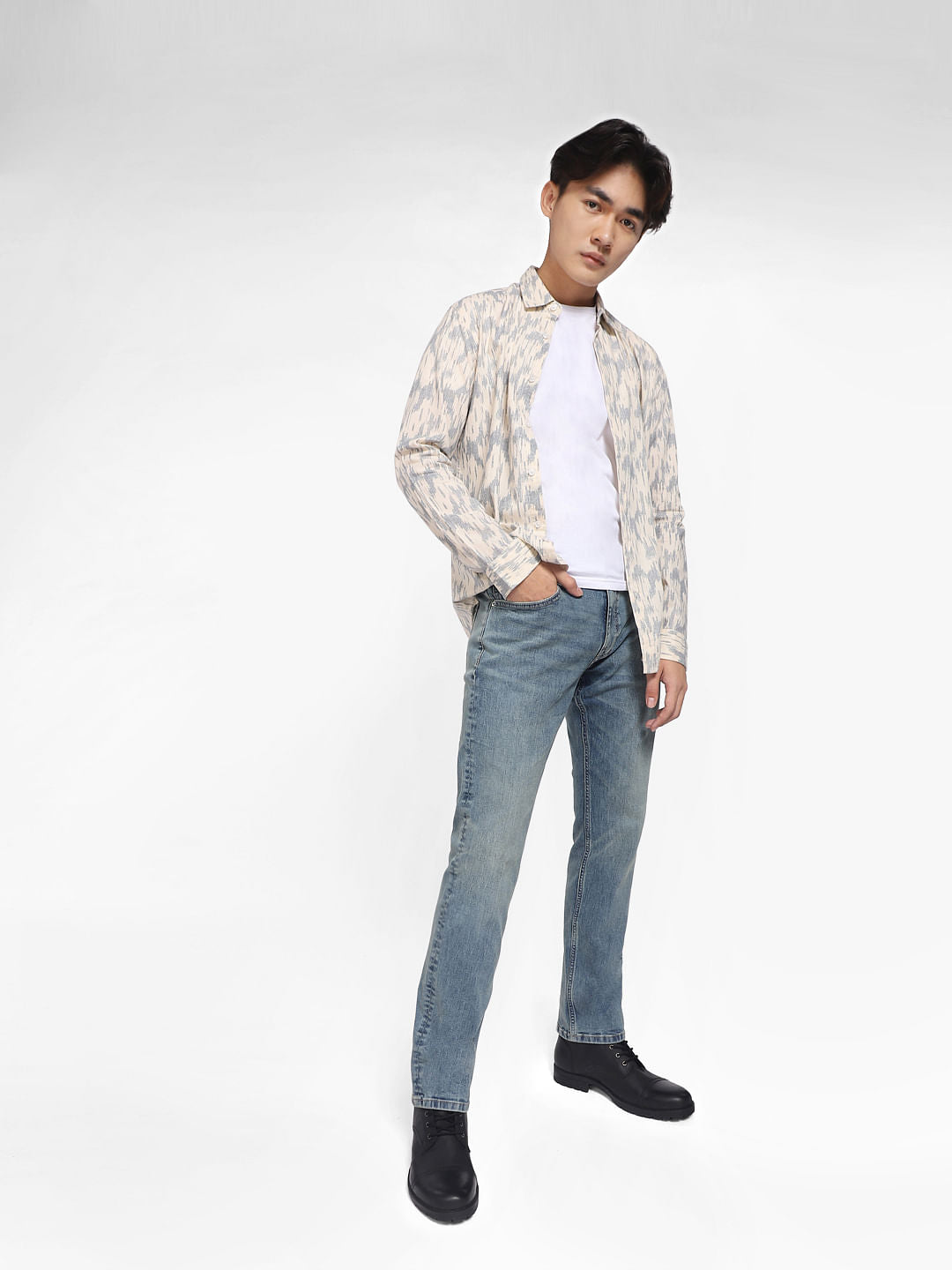 Blue Mid Rise Clark Regular Fit Jeans - 28/30