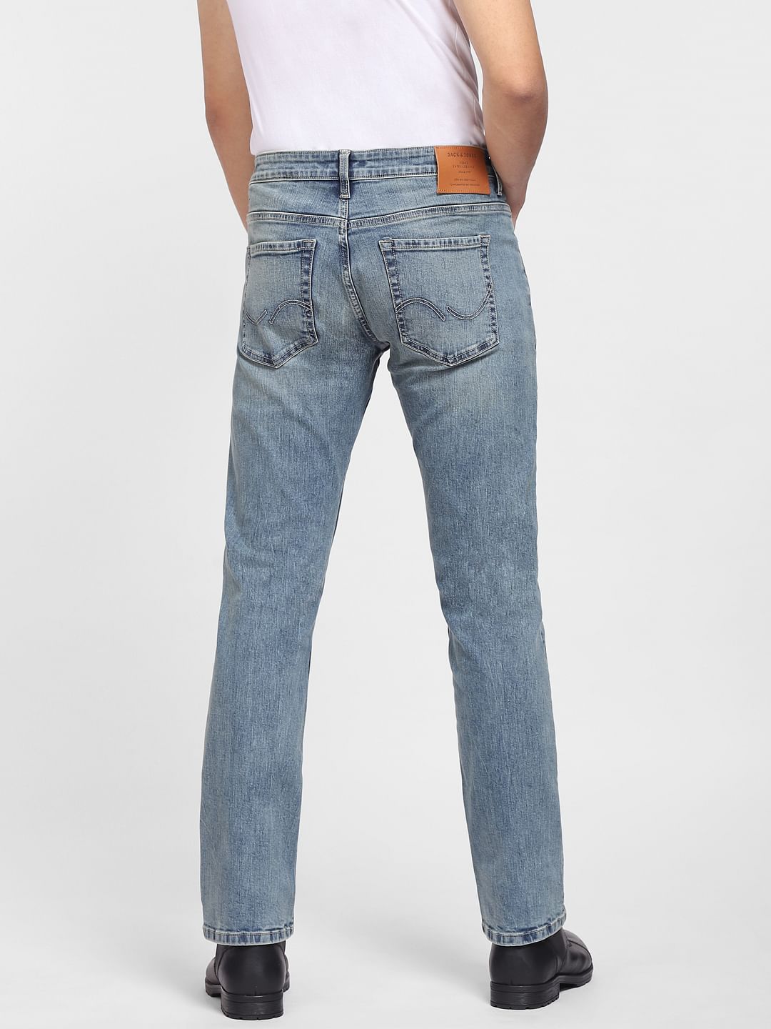 Blue Mid Rise Clark Regular Fit Jeans