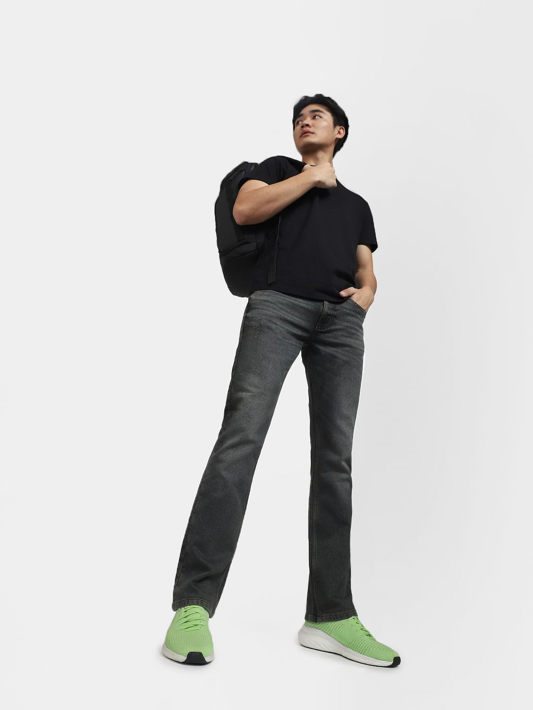 Dark Blue Mid Rise Distressed Regular Fit Jeans