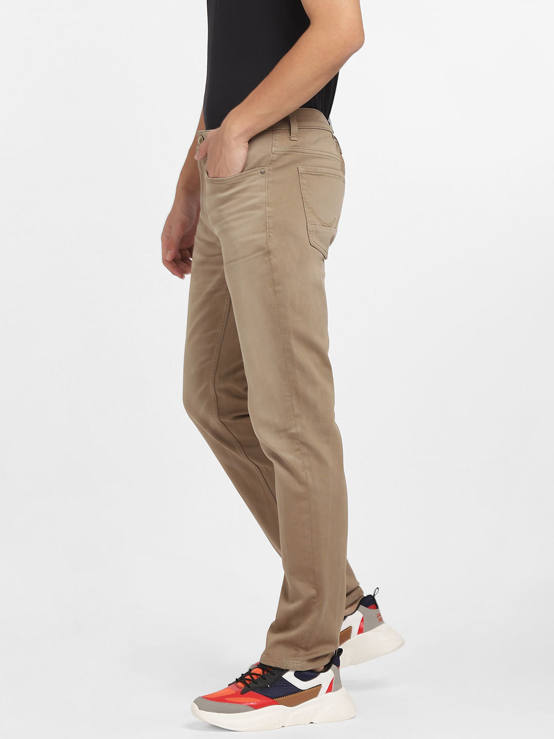 Beige Low Rise Glenn Slim Jeans